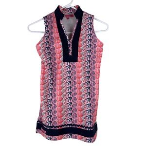 Simply Southern Girls S‎ Sleeveless Dress Pink Shell Print Navy Beach Nautical